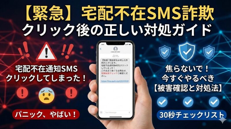 宅配不在のショートメールをクリックしてしまったときの対処法【被害の確認手順】 