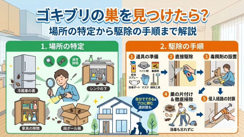 ゴキブリの巣を見つけたら？場所の特定から駆除の手順まで解説