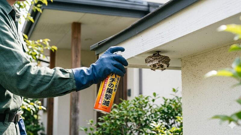 蜂の巣が小さいうちに自分で駆除する方法【大きさの目安と注意点】